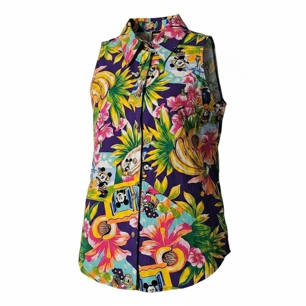 VTG 90s Mickey Mouse HAWAIIAN Jerry Leigh Sleeveless Vest Size S ULTRA RARE